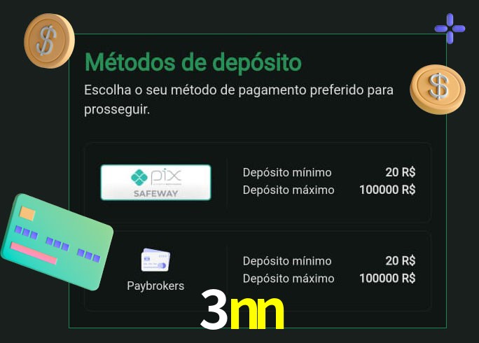 O cassino 3nn oferece uma grande variedade de métodos de pagamento